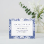 引っ越しをしました |青色の絞り染め引っ越しのお知らせ ポストカード (スタンド正面)