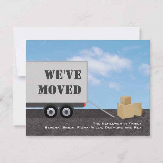 引っ越しアナウンスの梱包 招待状 (正面)