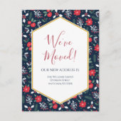 引っ越しアナウンスクリスマス花模様はがき ポストカード (正面)