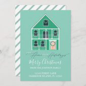 引っ越しアナウンスニューホームホリデーライトグリーン シーズンカード (正面/裏面)