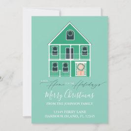 引っ越しアナウンスニューホームホリデーライトグリーン シーズンカード