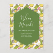 引っ越しアナウンスポットサボテン緑(黄) ポストカード (正面)