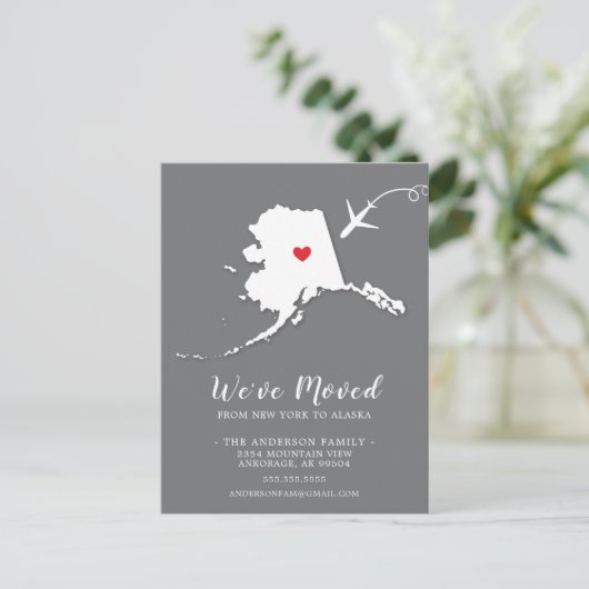 引っ越しアナウンス州アラスカはがき ポストカード (スタンド正面)