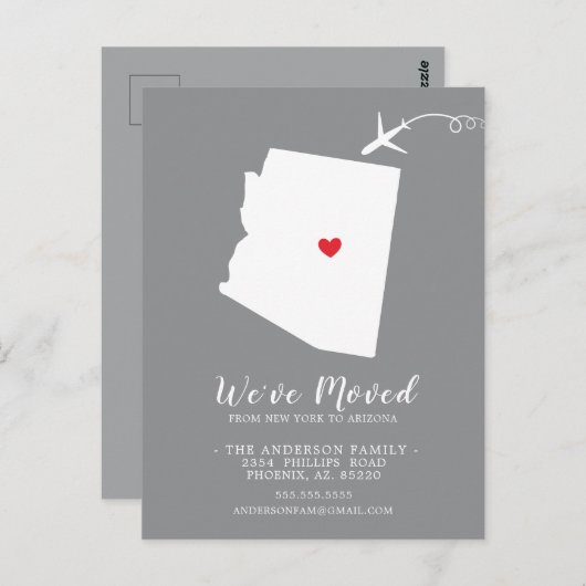 引っ越しアナウンス州アリゾナはがき ポストカード (正面/裏面)