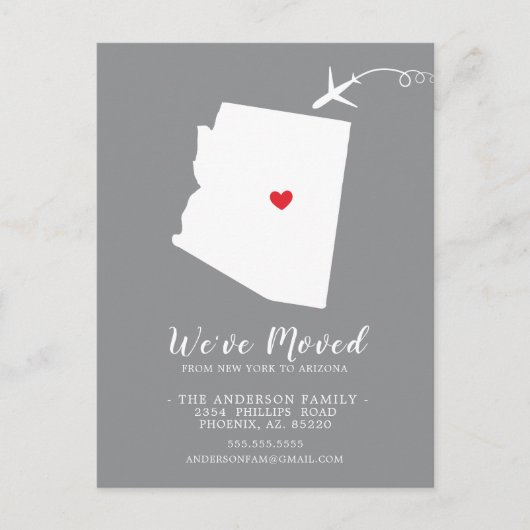 引っ越しアナウンス州アリゾナはがき ポストカード (正面)