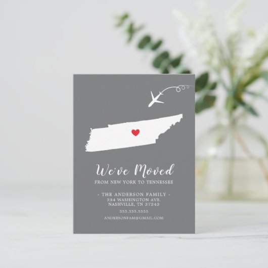 引っ越しアナウンス州テネシーのはがき ポストカード (スタンド正面)
