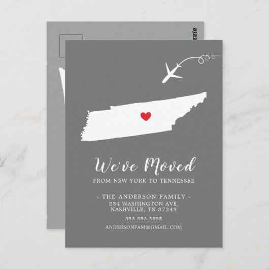 引っ越しアナウンス州テネシーのはがき ポストカード (正面/裏面)
