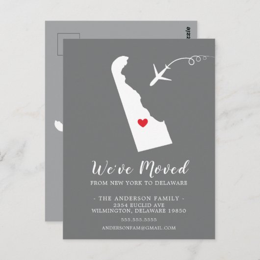引っ越しアナウンス州デラウェアポストカード ポストカード (正面/裏面)