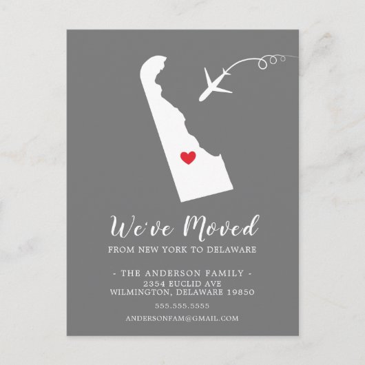 引っ越しアナウンス州デラウェアポストカード ポストカード (正面)