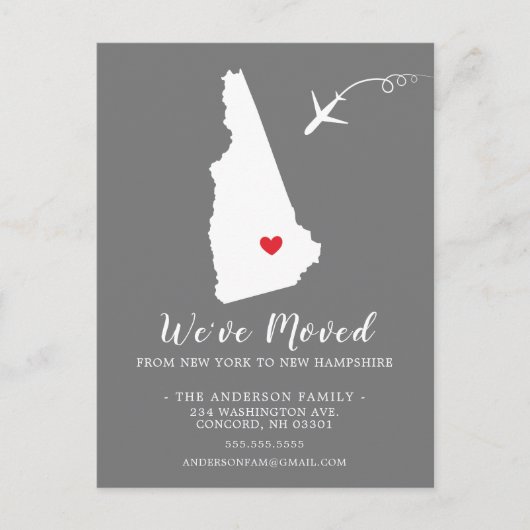 引っ越しアナウンス州ニューハンプシャーポストカード ポストカード (正面)