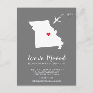 引っ越しアナウンス州ミズーリはがき ポストカード
