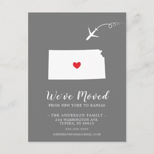 引っ越しアナウンス州KANSASポストカード ポストカード (正面)