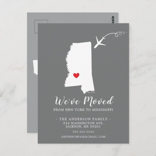 引っ越しアナウンス州MISSISPIPIポストカード ポストカード (正面/裏面)