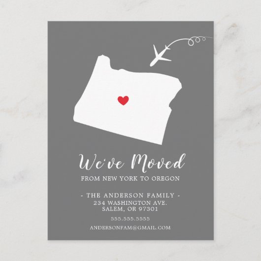 引っ越しアナウンス州OREGONはがき ポストカード (正面)
