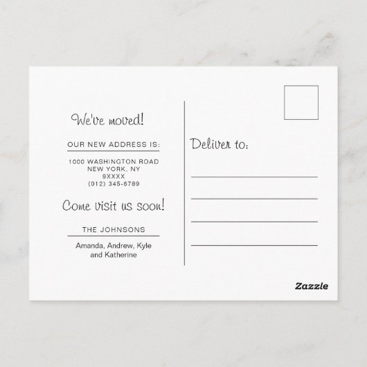 引っ越しアナウンス新しい住所の木素朴のホーム ポストカード (裏面)