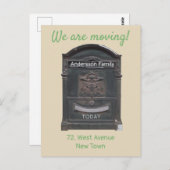 引っ越しアナウンス黒メールボックスカスタム文字 ポストカード (正面/裏面)