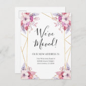 引っ越しアナウンスBoho Flowersフローラ ポストカード (正面/裏面)
