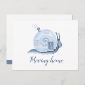 引っ越しホーム事前通知カタツムリの家が青に移動 案内ポストカード (正面/裏面)