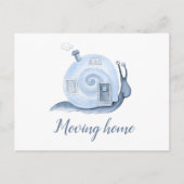 引っ越しホーム事前通知カタツムリの家が青に移動 案内ポストカード (正面)