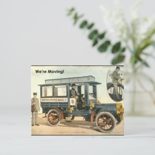 引っ越し中ですが、郵便トラックはがきを使用しません ポストカード (スタンド正面)