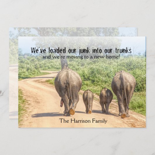 引っ越し中の新しい象のお知らせおもしろいへ 案内状 (正面/裏面)