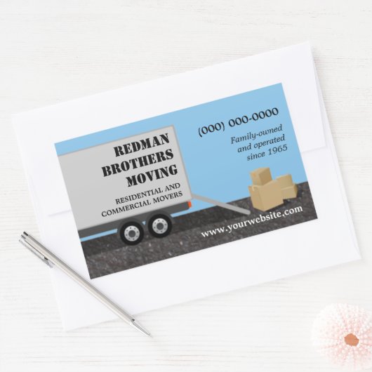 引っ越し会社のステッカー 長方形シール (封筒)