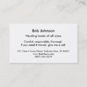 引っ越し会社の運送業者の引越し業者の輸送の廃物 名刺 (裏面)