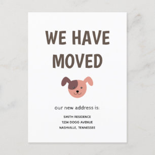 引っ越し図解入りの、写真付きのした可愛い犬 案内ポストカード