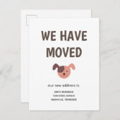 引っ越し図解入りの、写真付きのした可愛い犬 案内ポストカード (正面/裏面)