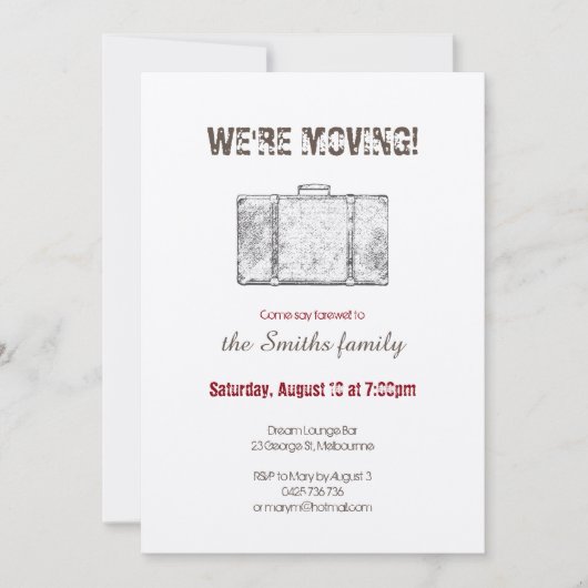 引っ越し案内/送別パーティの招待状 招待状 (正面)