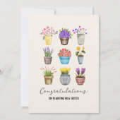 引っ越し祝いパーティーおめでとう素朴カントリークラフト カード (正面)