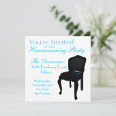 引っ越し祝いパーティーとして椅子の食事 招待状 (スタンド正面)