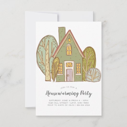 引っ越し祝いパーティーのパーティの招待状|の新しい近隣 招待状 (正面)