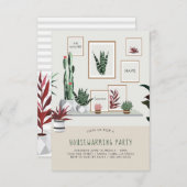 引っ越し祝いパーティーのパーティの招待状|の鉢植えな植物 招待状 (正面/裏面)
