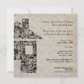引っ越し祝いパーティーのパーティの招待状-ダマスク織の壁紙 招待状 (裏面)