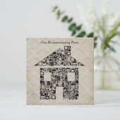 引っ越し祝いパーティーのパーティの招待状-ダマスク織の壁紙 招待状 (スタンド正面)