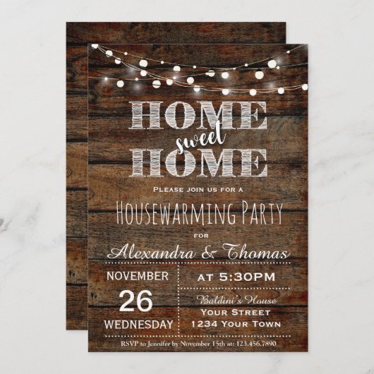 引っ越し祝いパーティーのパーティの招待状 招待状 (正面/裏面)