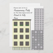 引っ越し祝いパーティーのパーティの招待状-新しいアパート 招待状 (正面/裏面)