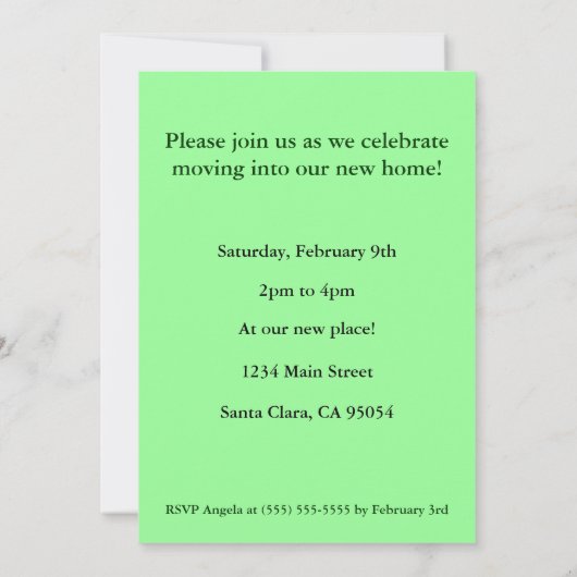 引っ越し祝いパーティーのパーティの招待状- Arman Manookian 招待状 (裏面)