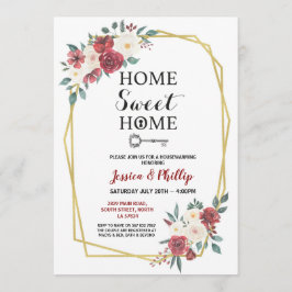 引っ越し祝いパーティーのパーティーによっては新しい家の家の赤が開花します 招待状