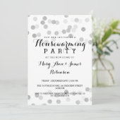 引っ越し祝いパーティーのパーティーのフェイクな銀ぱくのグリッターライト 招待状 (スタンド正面)