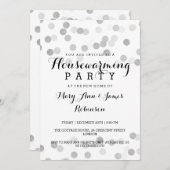 引っ越し祝いパーティーのパーティーのフェイクな銀ぱくのグリッターライト 招待状 (正面/裏面)