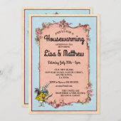 引っ越し祝いパーティーのパーティーの不思議の国のウサギの茶招待 招待状 (正面/裏面)