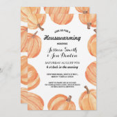 引っ越し祝いパーティーのパーティーの水彩画のカボチャ秋 招待状 (正面/裏面)