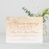 引っ越し祝いパーティーのパーティーの金ゴールドの輝きライト 招待状 (スタンド正面)