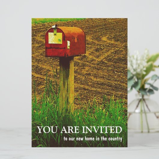 引っ越し祝いパーティーのパーティー-新しい国の家 招待状 (スタンド正面)