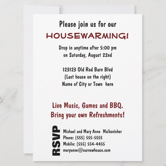 引っ越し祝いパーティーのパーティー-新しい国の家 招待状 (裏面)