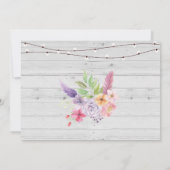 引っ越し祝いパーティーのヴィンテージの家の甘い灰色のピンクの花 招待状 (裏面)