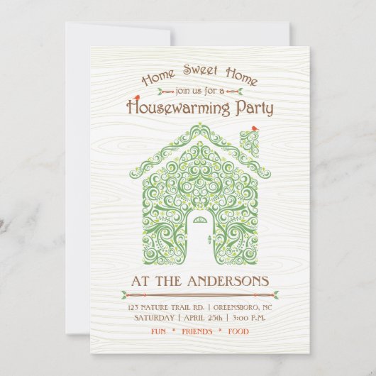 引っ越し祝いパーティーの家のパーティの招待状 招待状 (正面)