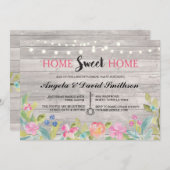 引っ越し祝いパーティーの家の甘い家のヴィンテージの素朴な招待 招待状 (正面/裏面)
